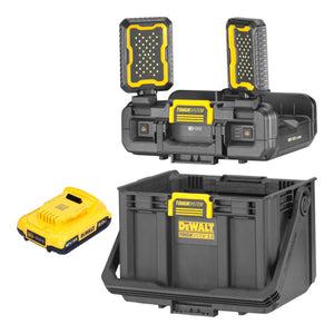 DeWalt DWST08061-1 Werkzeugbox mit integrierten Leuchten 395 x 352 x 255 mm ToughSystem 2.0 + 1x Akku 2,0 Ah - ohne Ladegerät