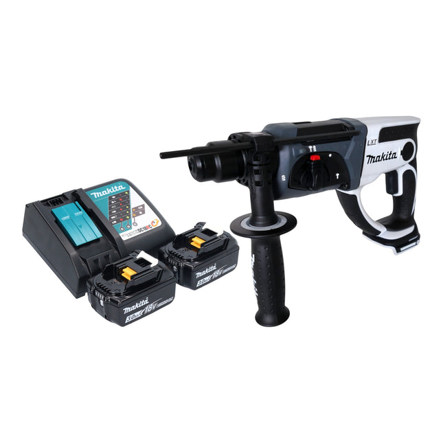 Makita DHR 202 RFW Akku Bohrhammer 18 V 20 mm 2 0 J weiss 2x Akku 3 0 Ah Ladegeraet 0 - toolbrothers