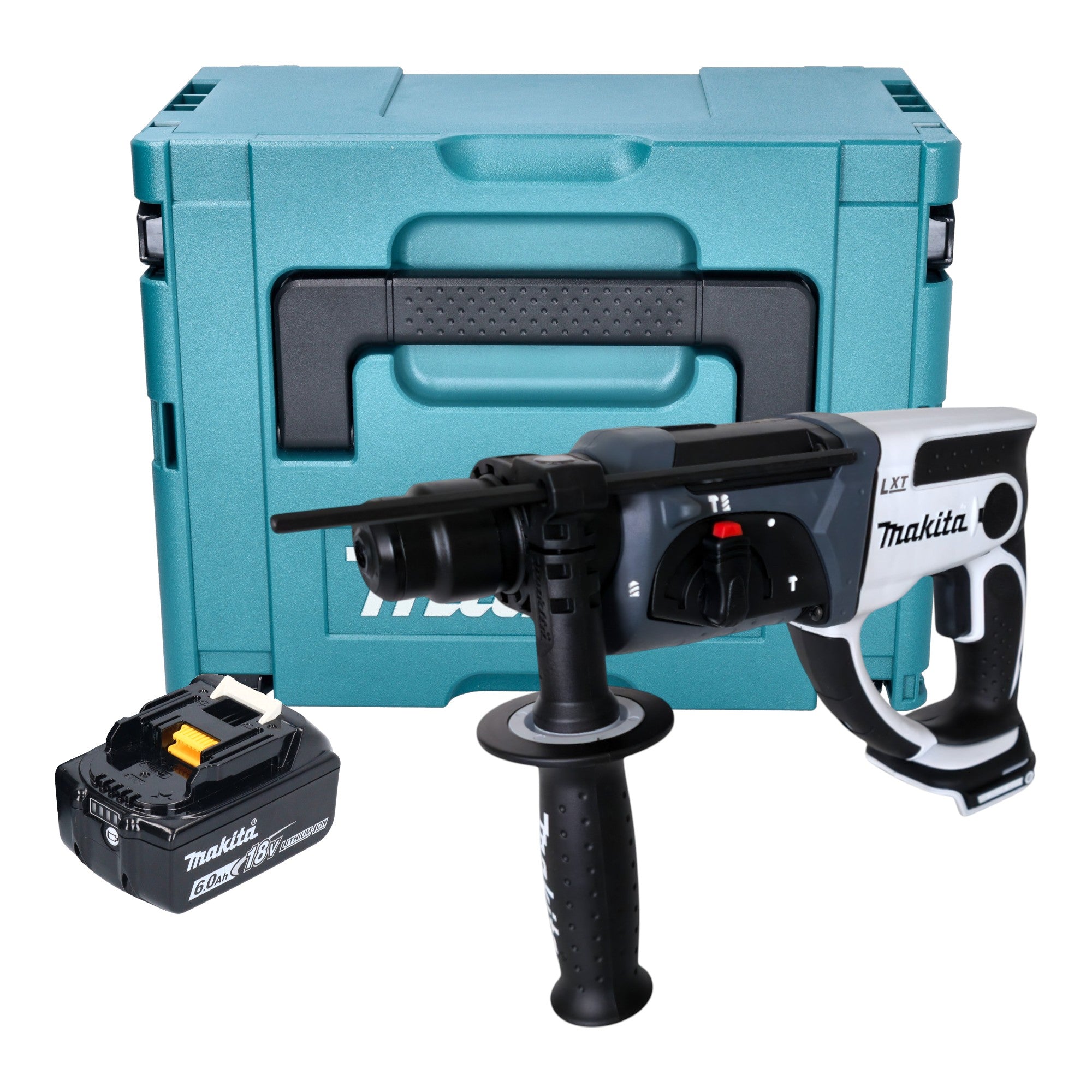 Makita DHR 202 G1JW Akku Bohrhammer 18 V 20 mm 2 0 J weiss 1x Akku 6 0 Ah Makpac ohne Ladegeraet 0 - toolbrothers