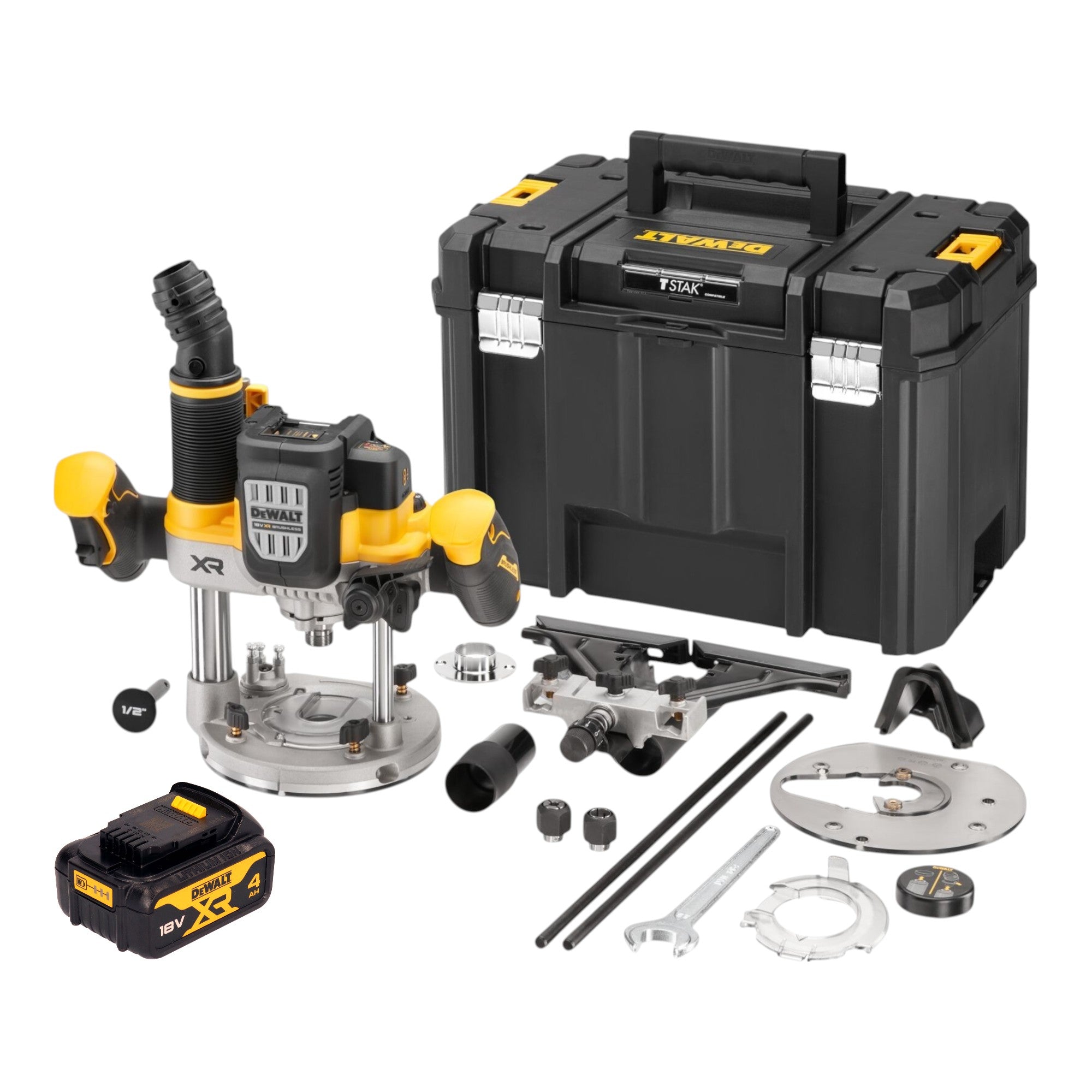 DeWalt DCW 620 NT Akku Oberfraese 18 V 12 mm Brushless 1x Akku 4 0 Ah TSTAK ohne Ladegeraet 0 - toolbrothers