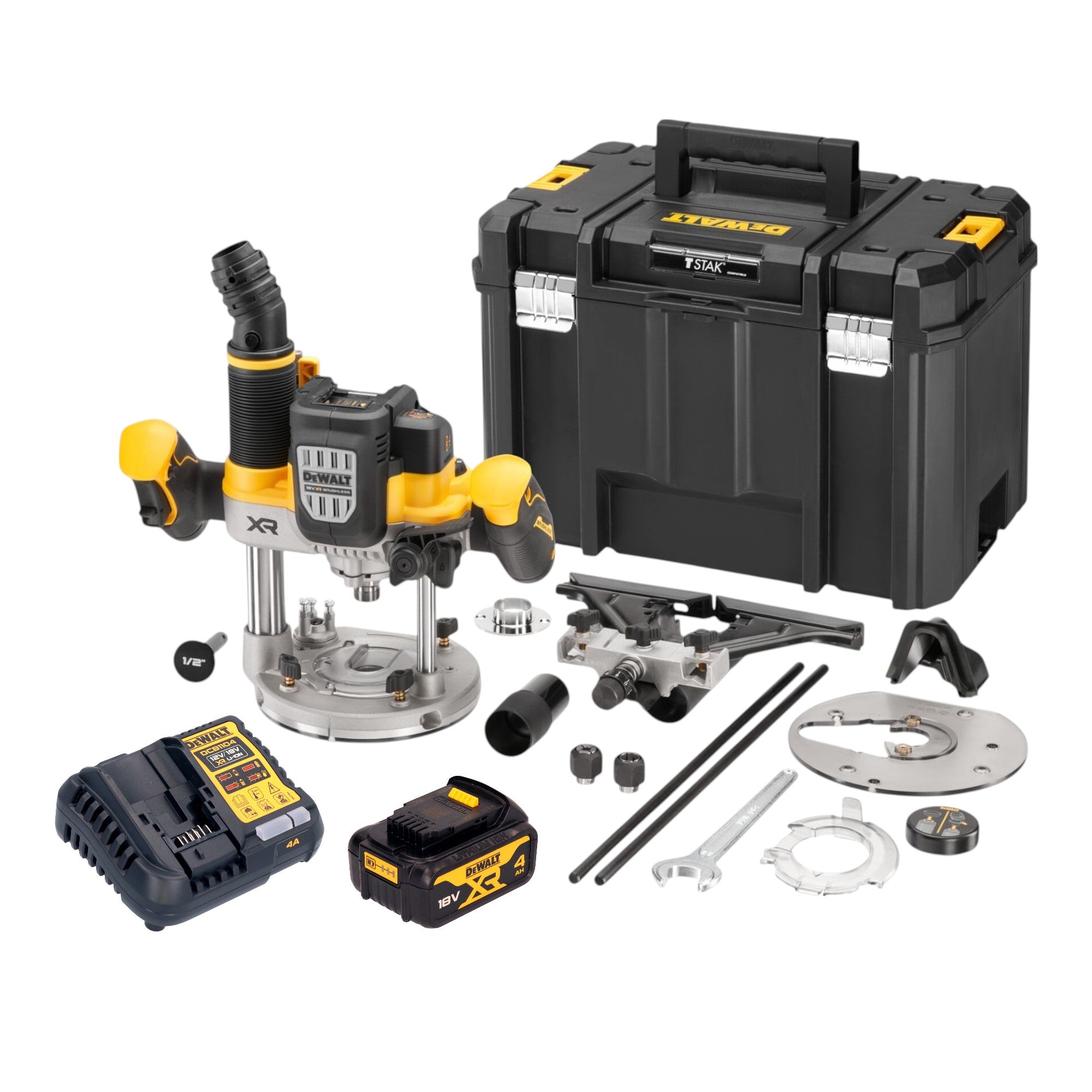 DeWalt DCW 620 M1T Akku Oberfraese 18 V 12 mm Brushless 1x Akku 4 0 Ah Ladegeraet TSTAK 0 - toolbrothers