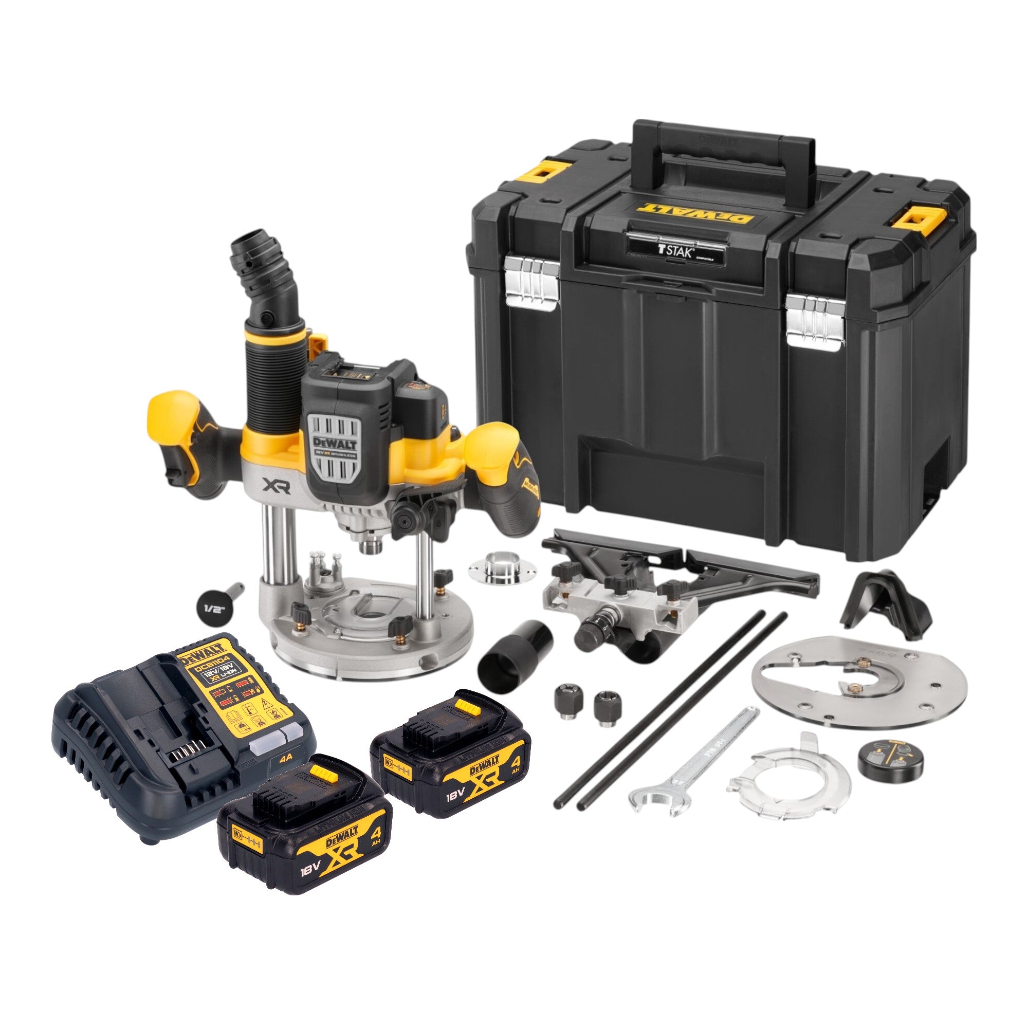 DeWalt DCW 620 M2T Akku Oberfraese 18 V 12 mm Brushless 2x Akku 4 0 Ah Ladegeraet TSTAK 0 - toolbrothers