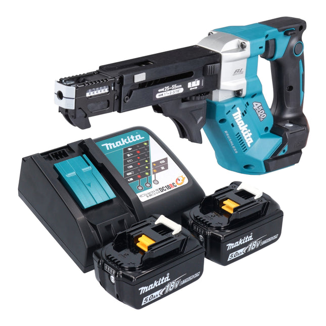 Makita DFR 552 RT Akku Magazinschrauber 18 V 25 55 mm Brushless 2x Akku 5 0 Ah Ladegeraet 0 - toolbrothers