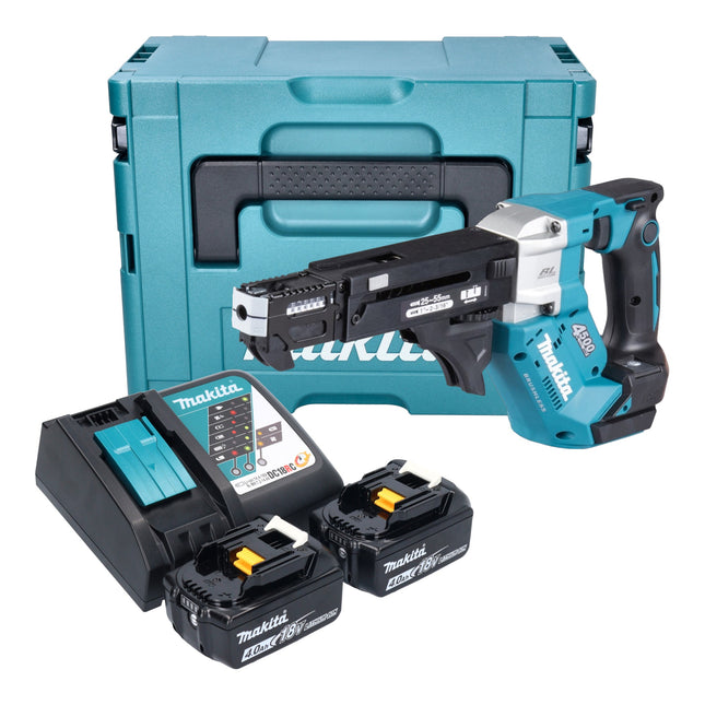 Makita DFR 552 RMJ Akku Magazinschrauber 18 V 25 55 mm Brushless 2x Akku 4 0 Ah Ladegeraet Makpac 0 - toolbrothers