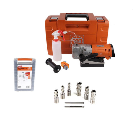 FEIN KBC 35 Compact Magnet Kernbohrmaschine bis 35 mm( 72721561000 )  inkl. Zubehör  + HSS Nova 25 Zubehörset Best of Kernbohrer 3/4" Weldon 8-tlg. ( 63134999061 ) - Toolbrothers