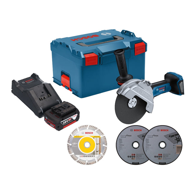 Bosch GWS 18V 180 P Professional Akku Winkelschleifer 18 V 180 mm Brushless 1x Akku 5 0 Ah Ladegeraet L Boxx 0 - toolbrothers
