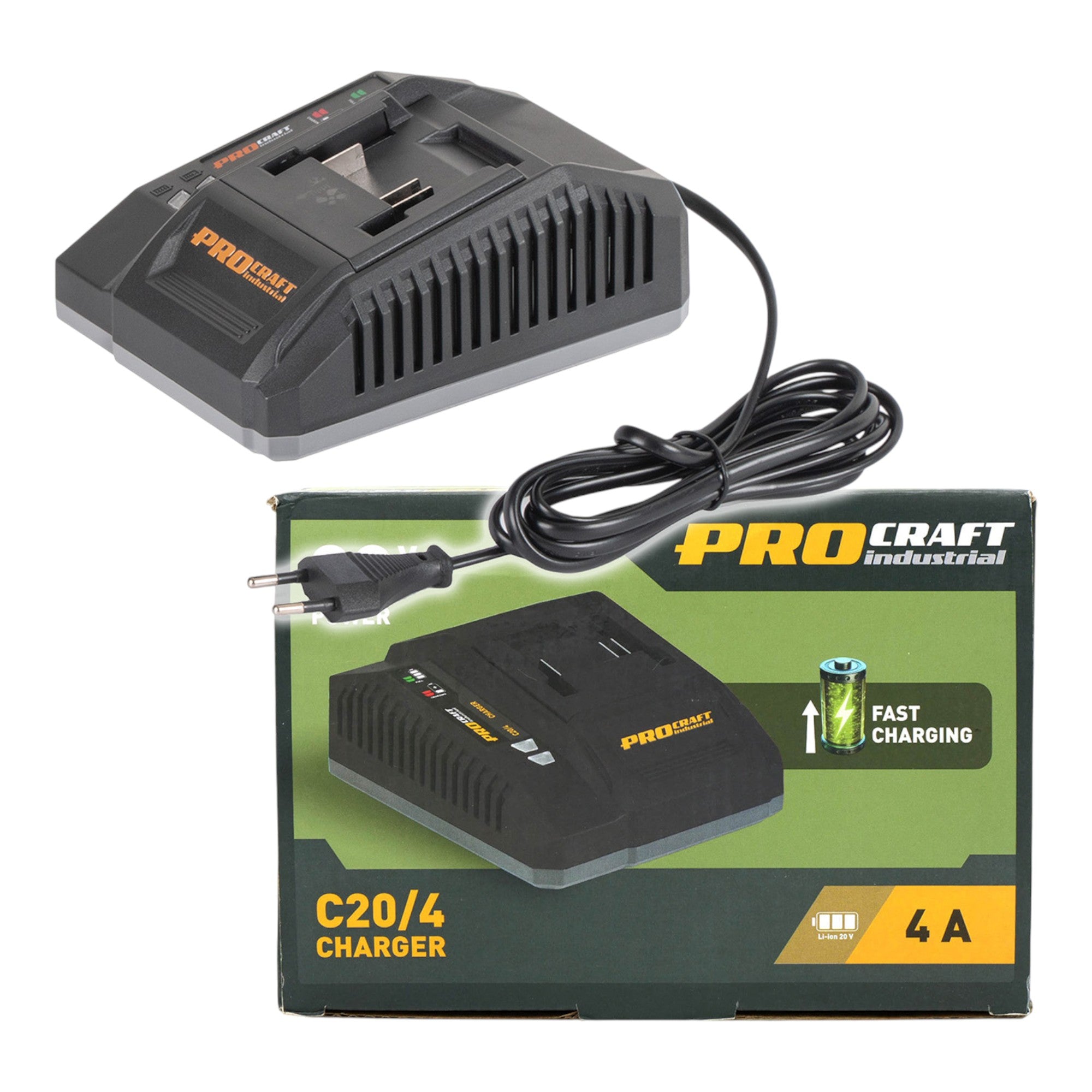Procraft C20 4 Ladegeraet 20 V 4 A Ladestrom fuer Li Ion Akkus 1 - toolbrothers
