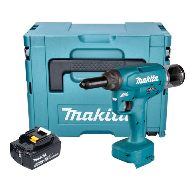 Makita DRV 150 G1J Akku Blindnietsetzgeraet 18 V 10 kN 2 4 4 8 mm Brushless 1x Akku 6 0 Ah Makpac ohne Ladegeraet 0 - toolbrothers