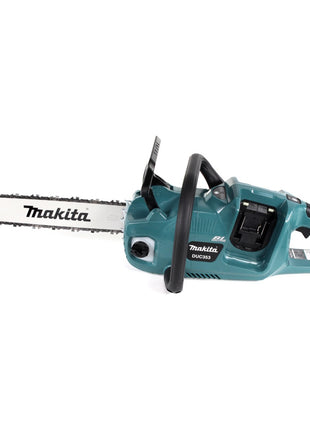 Makita DUC 353 PT4 Akku Kettensäge 36V ( 2x18V ) Brushless 35 cm + 4x 5,0 Ah Akku + Doppelladegerät - Toolbrothers