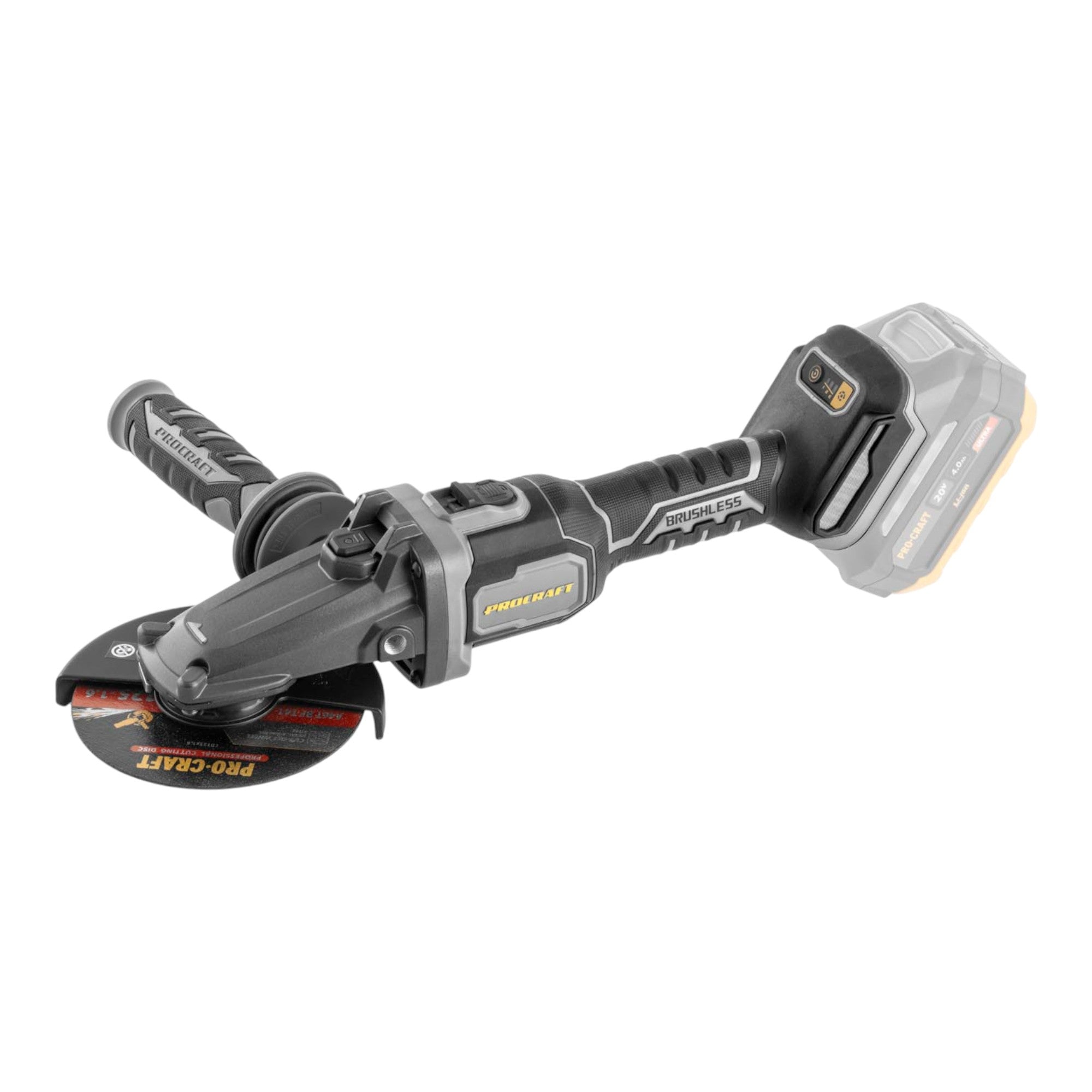 Procraft Industrial AG125Cbb Akku Flachkopf Winkelschleifer 20 V 125 mm Brushless 1x Akku 2 0 Ah ohne Ladegeraet 1 - toolbrothers