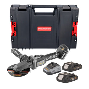 Procraft Industrial AG125Cbb Akku Flachkopf Winkelschleifer 20 V 125 mm Brushless + 2x Akku 2,0 Ah + Ladegerät + RHINO Toolcase