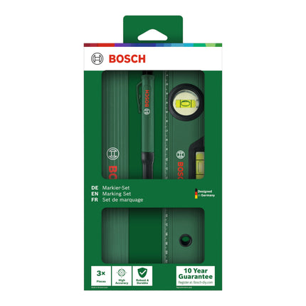 Bosch Markierungsset 3 tlg 1600A02W7S Wasserwaage Massstab Tieflochmarker 1 - toolbrothers
