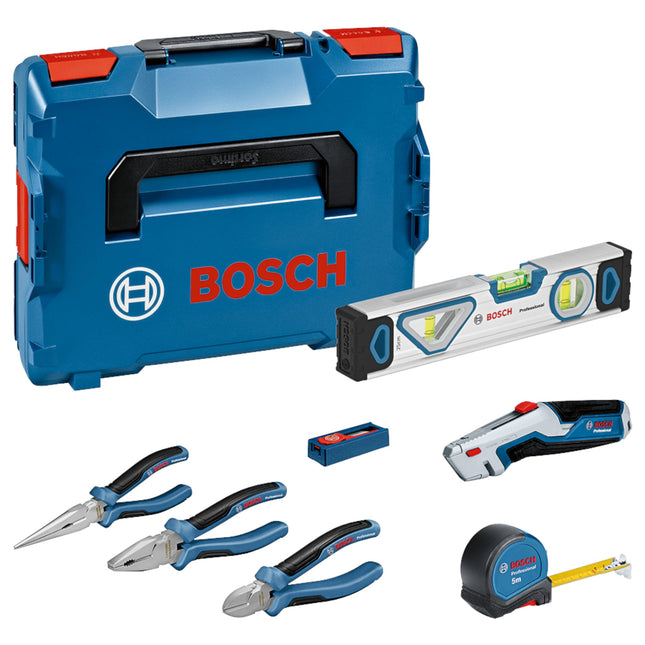 Bosch Handwerkzeug Set 16 tlg 0615990N2S Zange Wasserwaage Massband Messer Klinge L Boxx 0 - toolbrothers