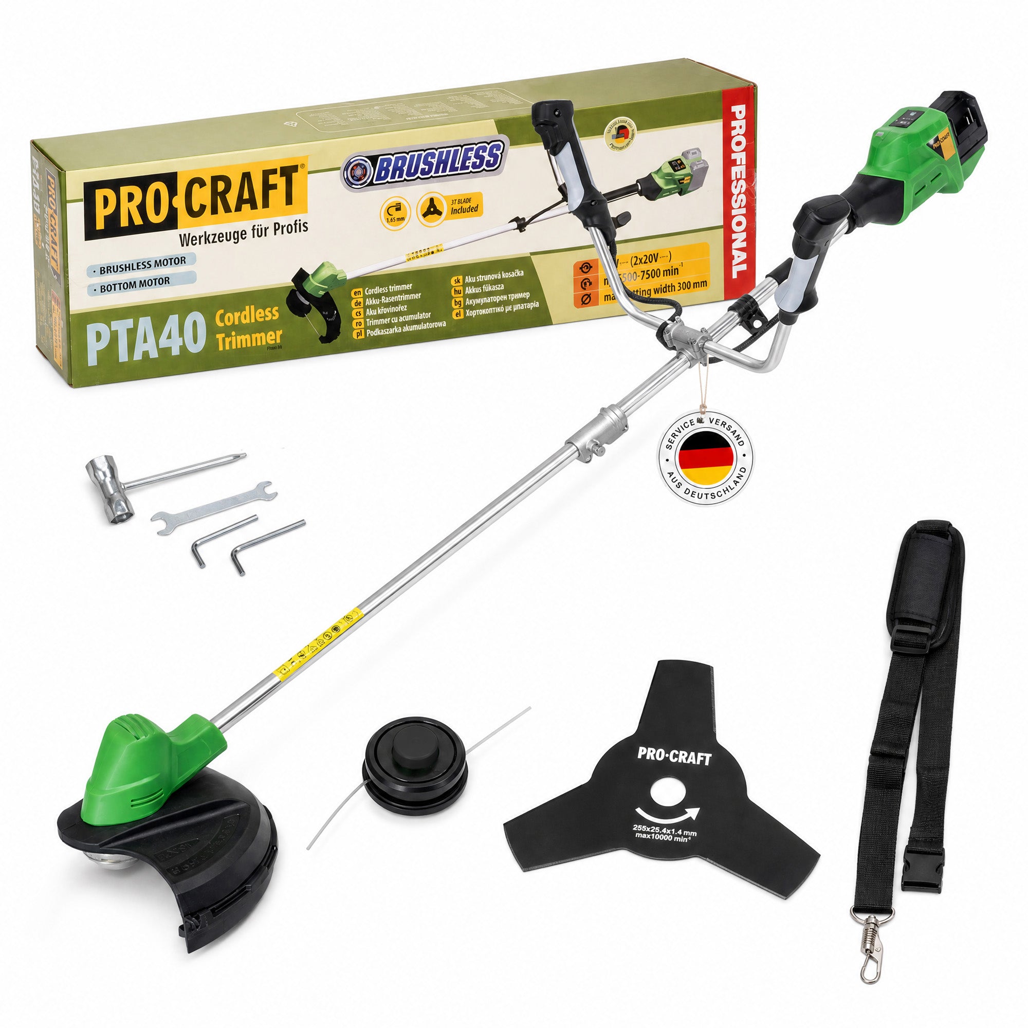 Procraft PTA40 Akku Freischneider 40 V 2x 20 V 300 mm Brushless Solo ohne Akku ohne Ladegeraet 0 - toolbrothers