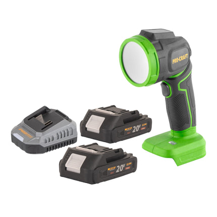 Procraft LL18bb Akku LED Strahler 20 V 300 lm 2x Akku 2 0 Ah Ladegeraet 0 - toolbrothers