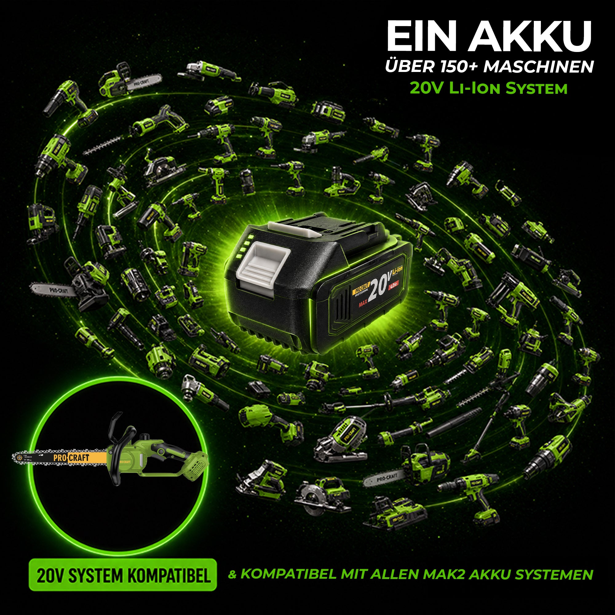 Procraft PKA33 BB Akku Kettensaege 20 V 304 mm Brushless Solo ohne Akku ohne Ladegeraet 2 - toolbrothers