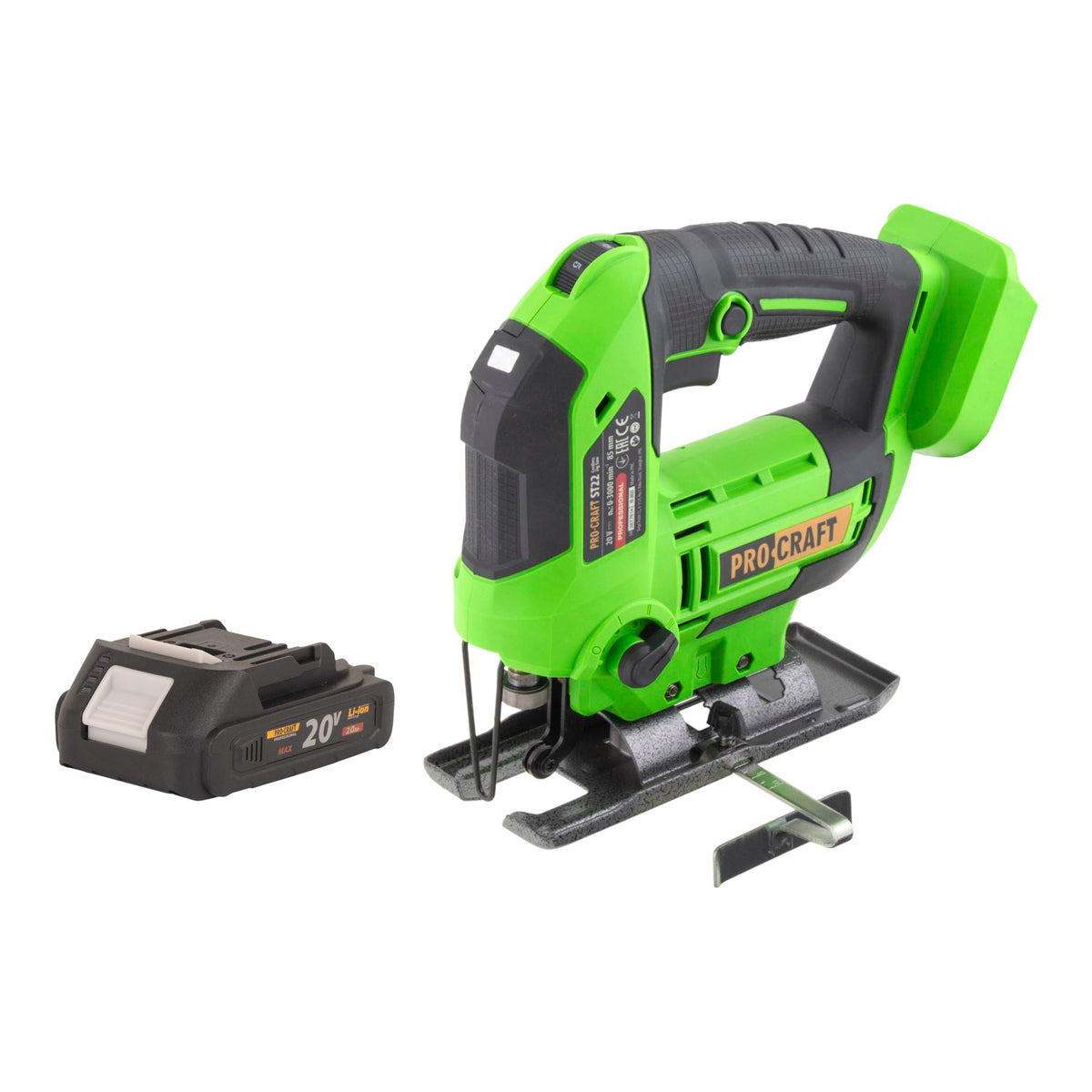 Procraft ST22 Akku Stichsäge 20 V 80 mm Brushless + 1x Akku 2,0 Ah - ohne Ladegerät
