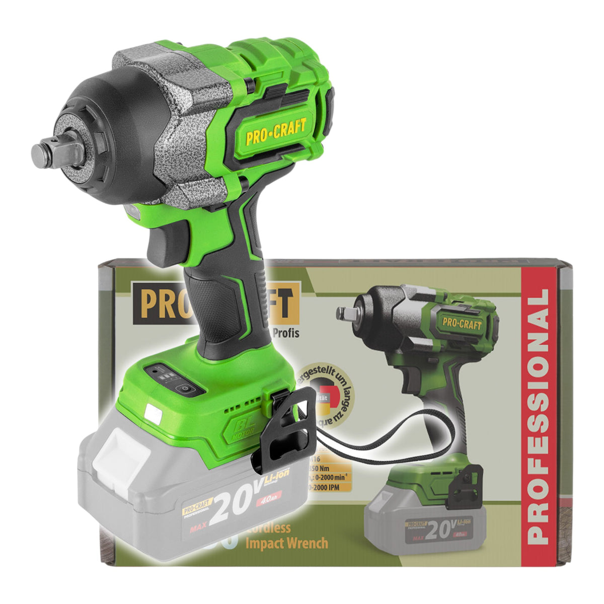Procraft PWA36bb Akku Schlagschrauber 20 V 850 Nm 1/2" Brushless Solo - ohne Akku, ohne Ladegerät