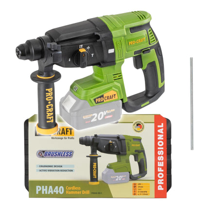 Procraft PHA40bb c Akku Bohrhammer 20 V 2 6 J SDS plus Brushless Koffer ohne Akku ohne Ladegeraet 0 - toolbrothers
