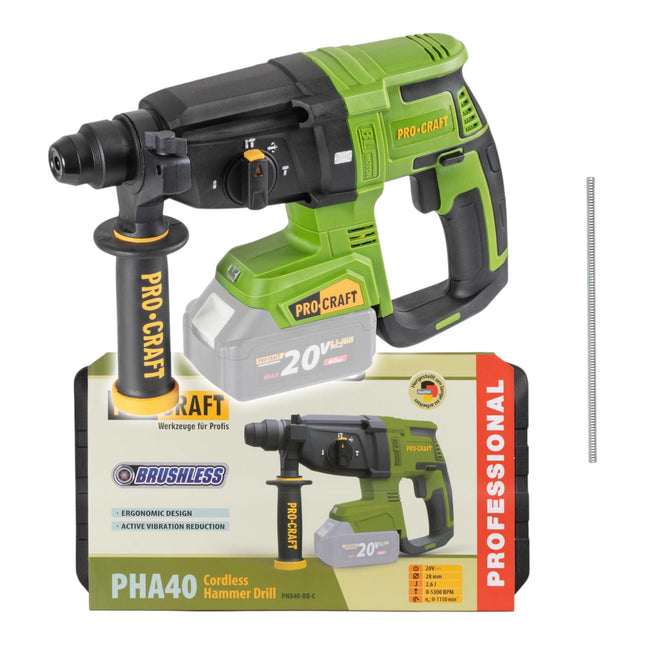 Procraft PHA40bb c Akku Bohrhammer 20 V 2 6 J SDS plus Brushless Koffer ohne Akku ohne Ladegeraet 0 - toolbrothers