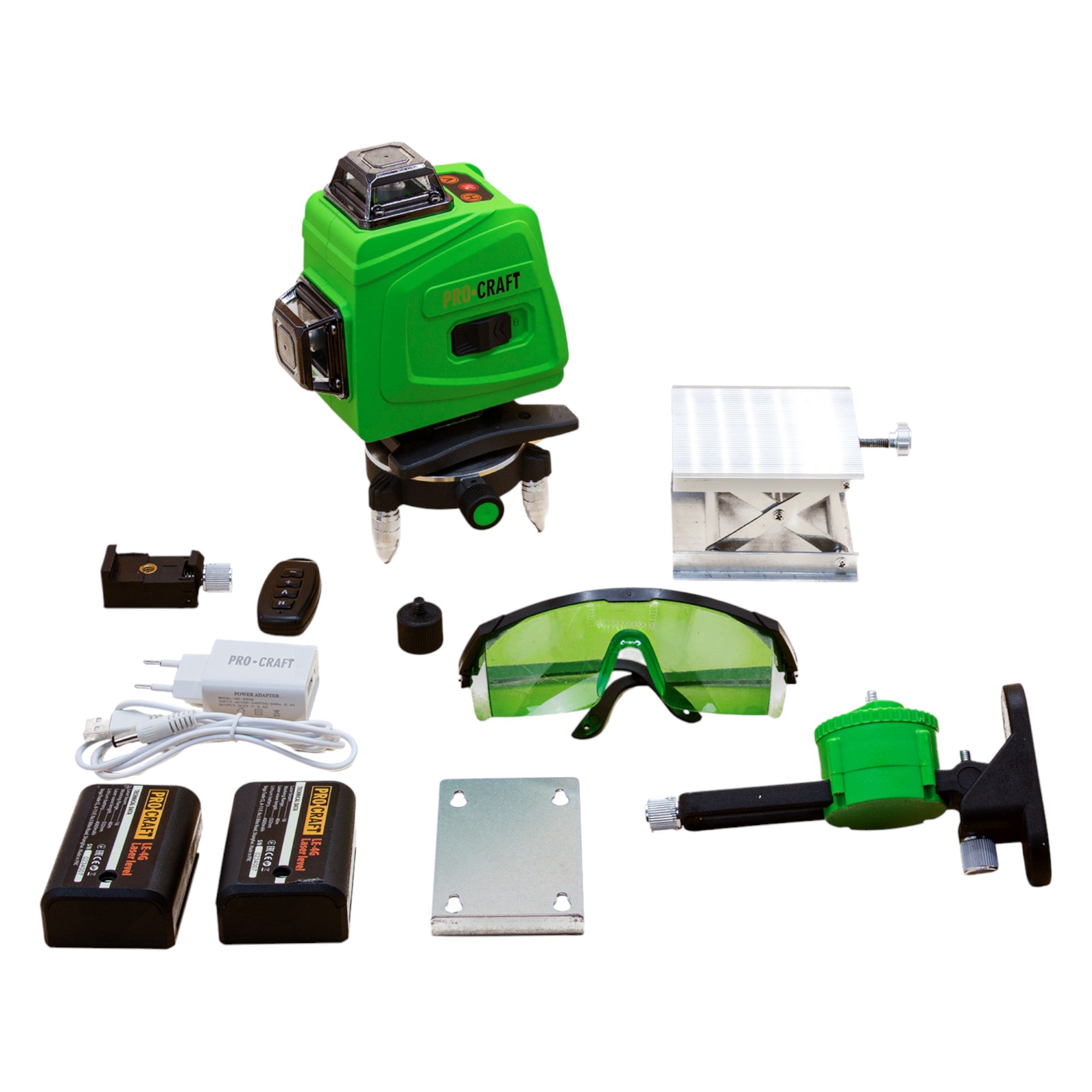 Procraft LE 4G Akku Linien Kreuzlinienlaser Set 3 7 V 40 m gruen selbstnivellierend inkl Akkus Ladegeraet Zubehoer 2 - toolbrothers