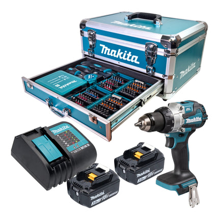 Makita DHP 489 SFX9 Akku Schlagbohrschrauber 18 V 73 Nm Brushless 2x Akku 3 0 Ah Ladegeraet 96 tlg Zubehoer Set Koffer 0 - toolbrothers