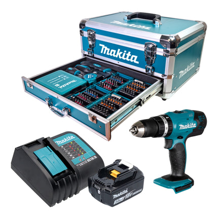 Makita DHP 453 SF1X9 Akku Schlagbohrschrauber 18 V 42 Nm 1x Akku 3 0 Ah Ladegeraet 96 tlg Zubehoer Set Koffer 0 - toolbrothers
