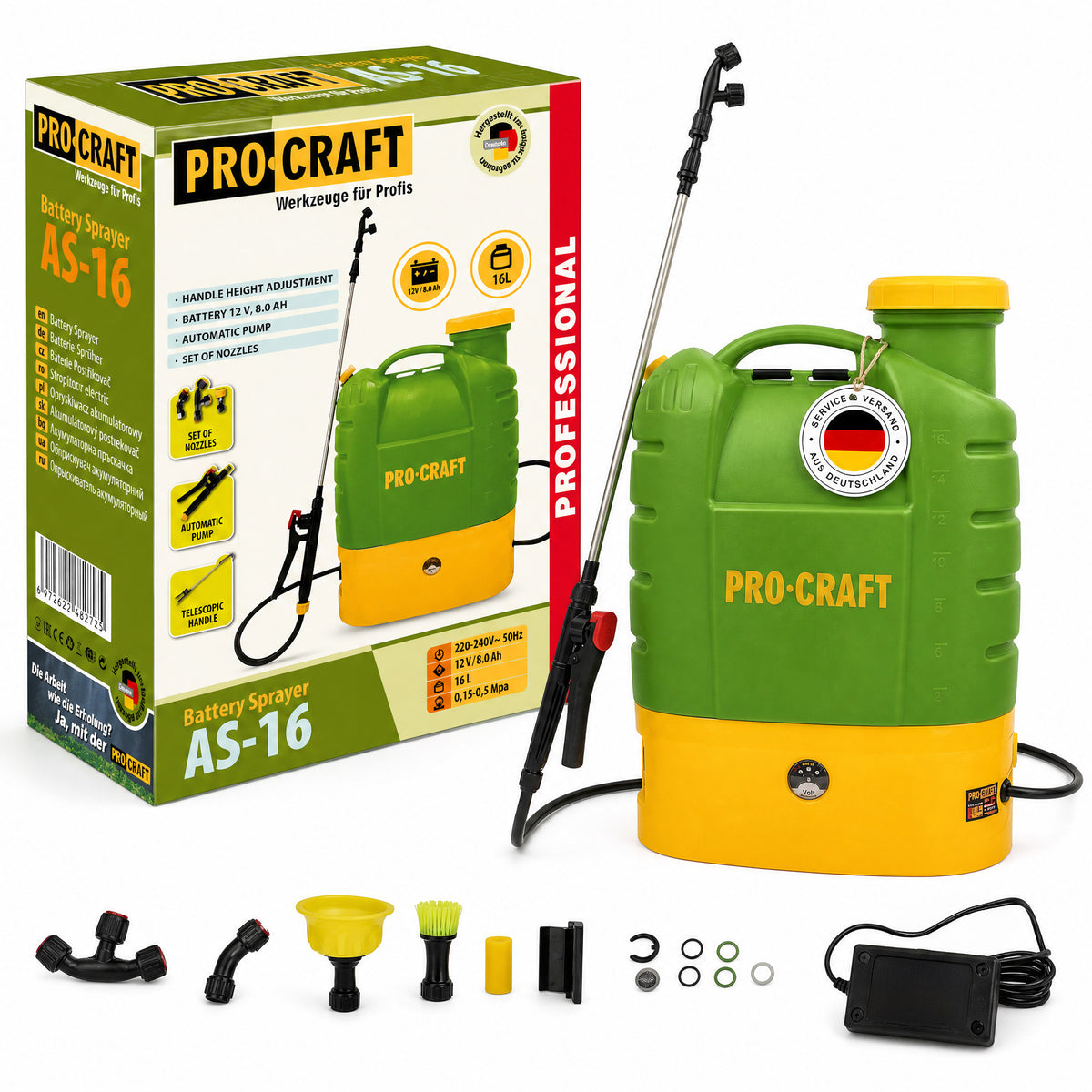 Procraft AS-16 Akku Sprühgerät 12 V 16 l 5,5 bar + integrierter Akku 8 – Toolbrothers
