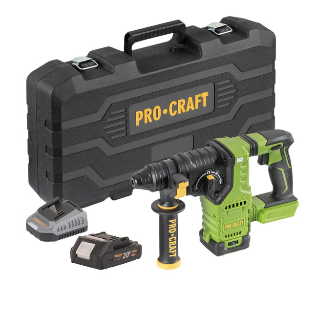 Procraft PHA30 bb c Akku Bohrhammer 20 V 2 8 J SDS plus Brushless 1x Akku 2 0 Ah Ladegeraet Koffer 0 - toolbrothers