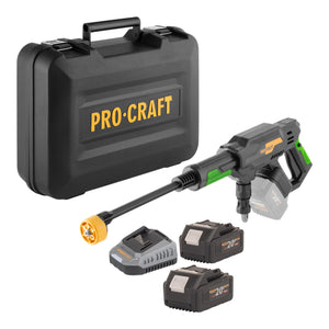 Procraft CW20bb Akku Hochdruckreiniger 20 V 30 bar 180 l/h Brushless + 2x Akku 4,0 Ah + Ladegerät + Koffer