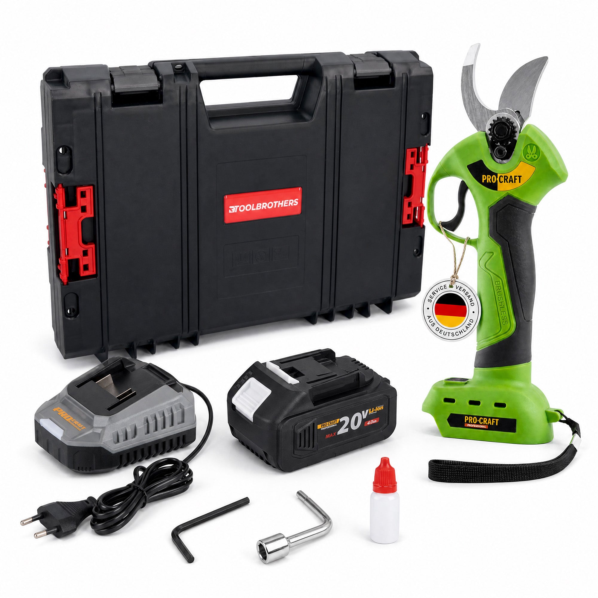 Procraft ES28Li bb Akku Astschere Gartenschere 20 V 25 mm 1x Akku 4 0 Ah Ladegeraet RHINO Toolcase 0 - toolbrothers