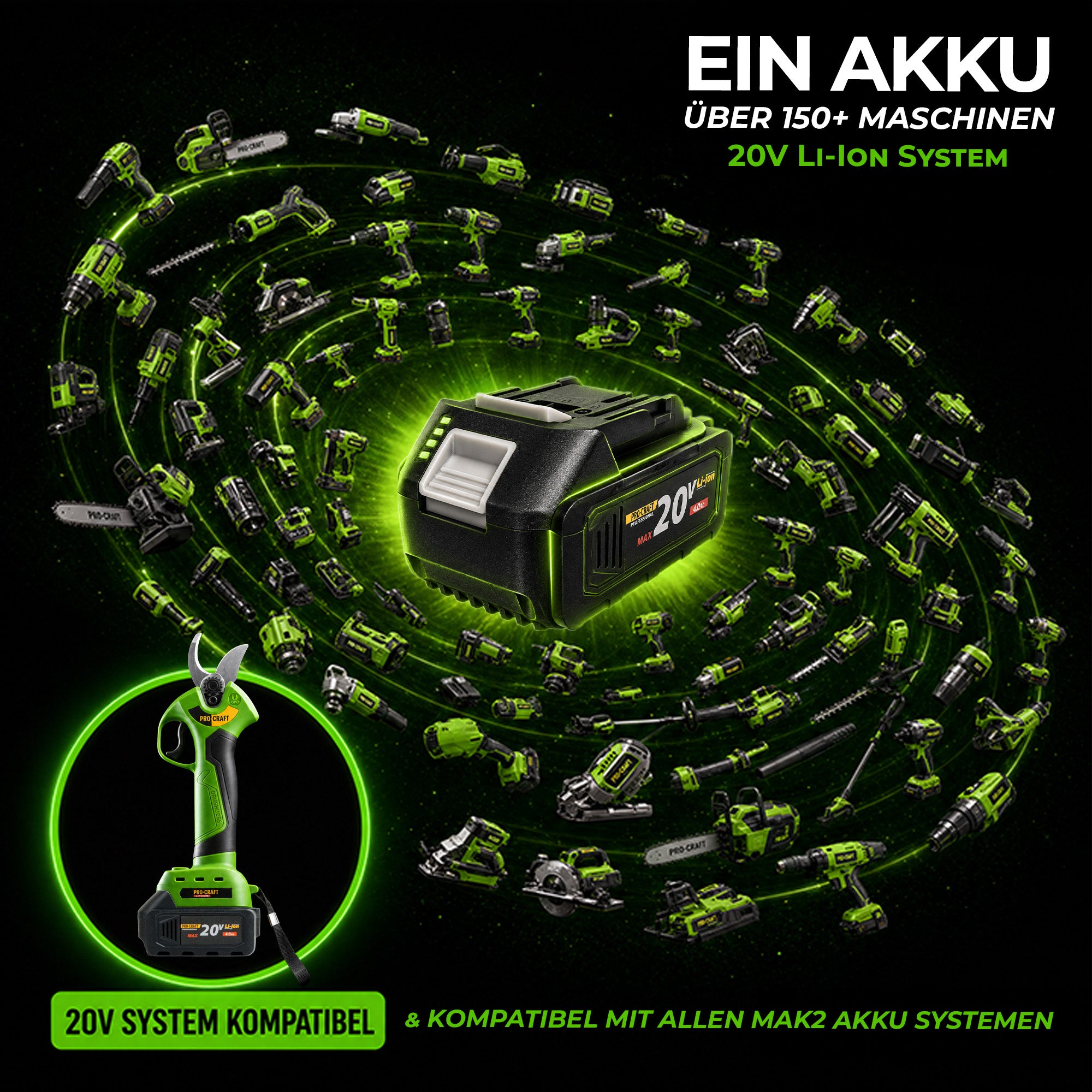 Procraft ES28Li bb Akku Astschere Gartenschere 20 V 25 mm 1x Akku 4 0 Ah Ladegeraet RHINO Toolcase 2 - toolbrothers
