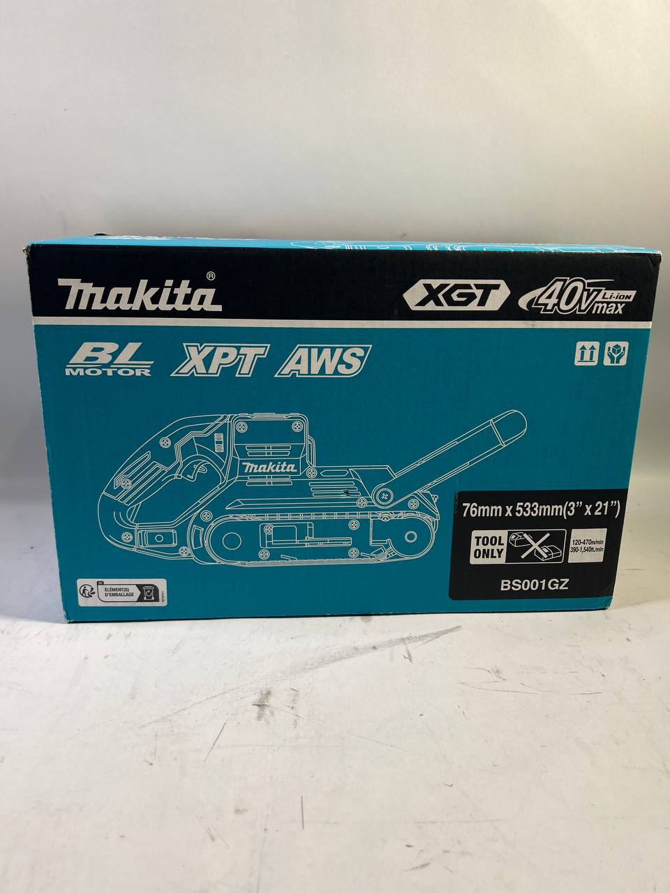 Makita BS 001 GZ Akku Bandschleifer 40 V max 76 x 533 mm Brushless Solo ohne Akku ohne Ladegeraet Leicht Gebraucht 0 - toolbrothers