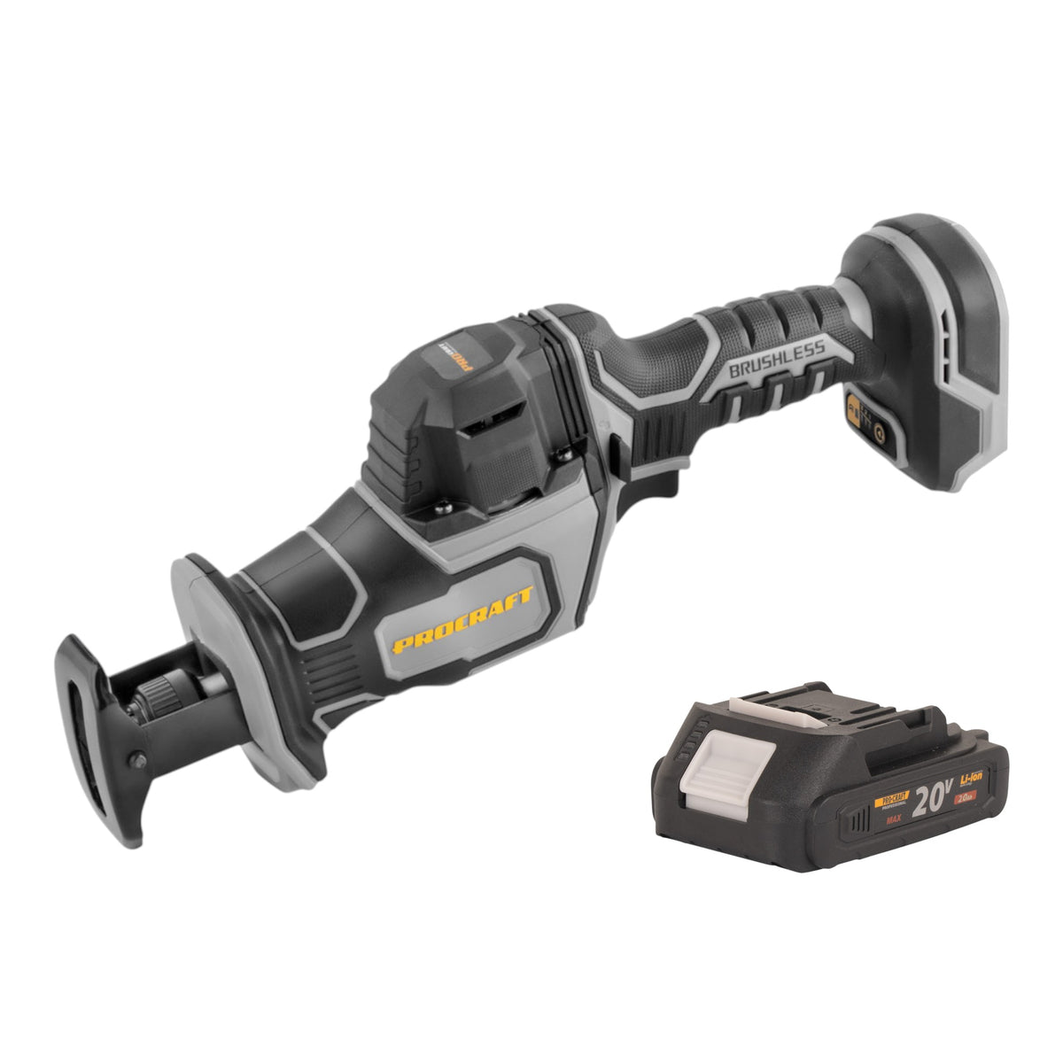 Procraft Industrial RS20Abb Recipro Säbelsäge 20 V Brushless + 1x Akku 2,0 Ah - ohne Ladegerät