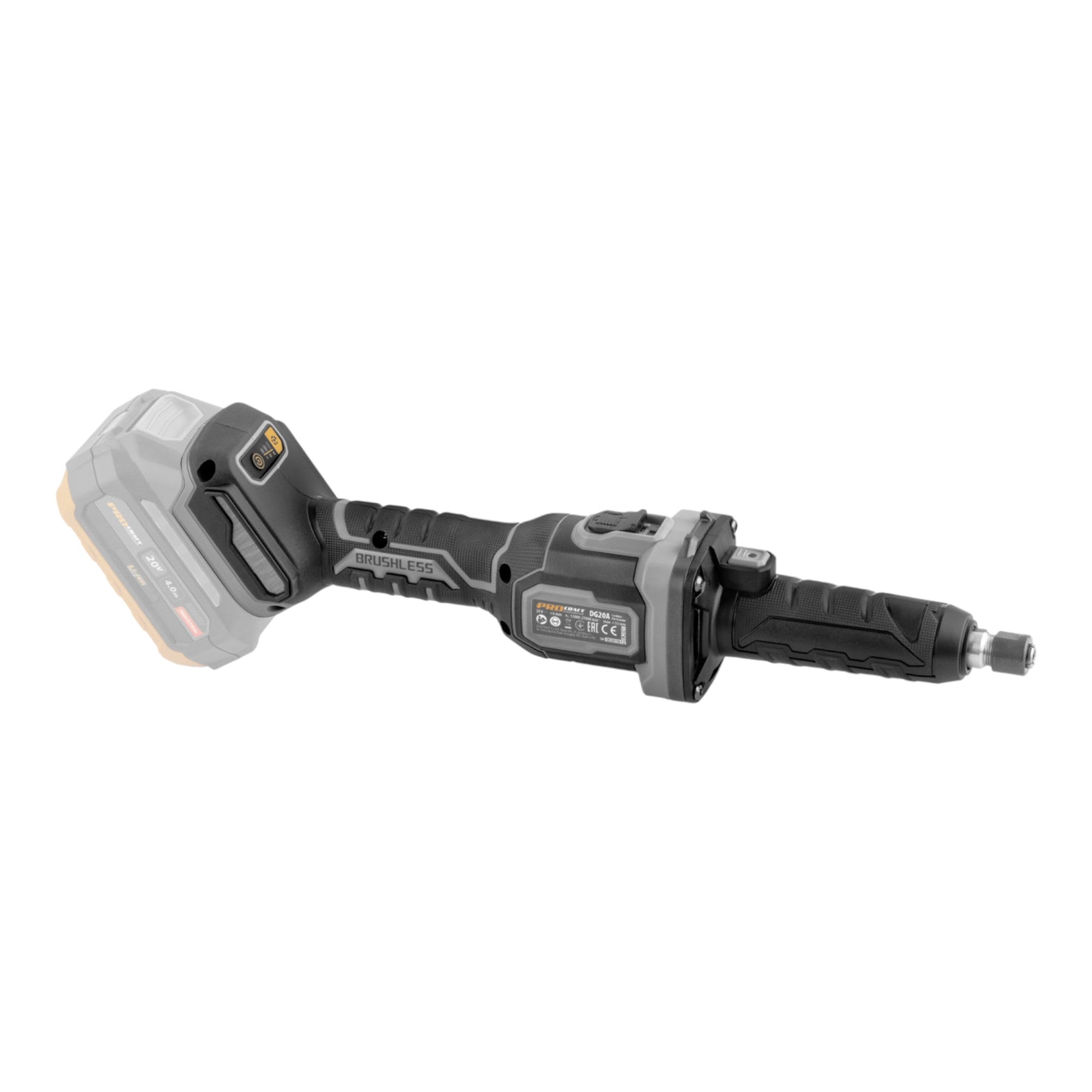 Procraft Industrial DG20A BB Akku Geradschleifer 20 V 6 mm Brushless 1x Akku 4 0 Ah Ladegeraet 4 - toolbrothers