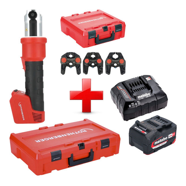 Rothenberger ROMAX NANO Akku Pressmaschine 18 V 34 kN CAS 1x Akku 4 0 Ah Ladegeraet 3 tlg SV Pressbacken Set Rocase 0 - toolbrothers