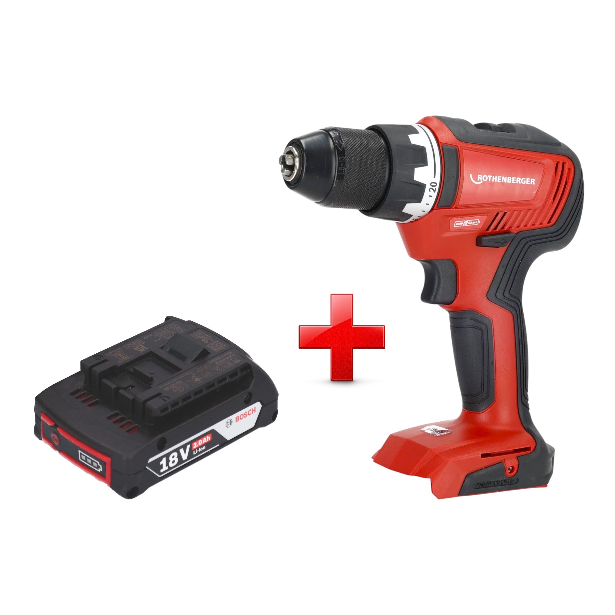 Rothenberger RO DD55 Akku Bohrschrauber 18 V 55 Nm Brushless AMPShare 1x Akku 2 0 Ah ohne Ladegeraet 0 - toolbrothers