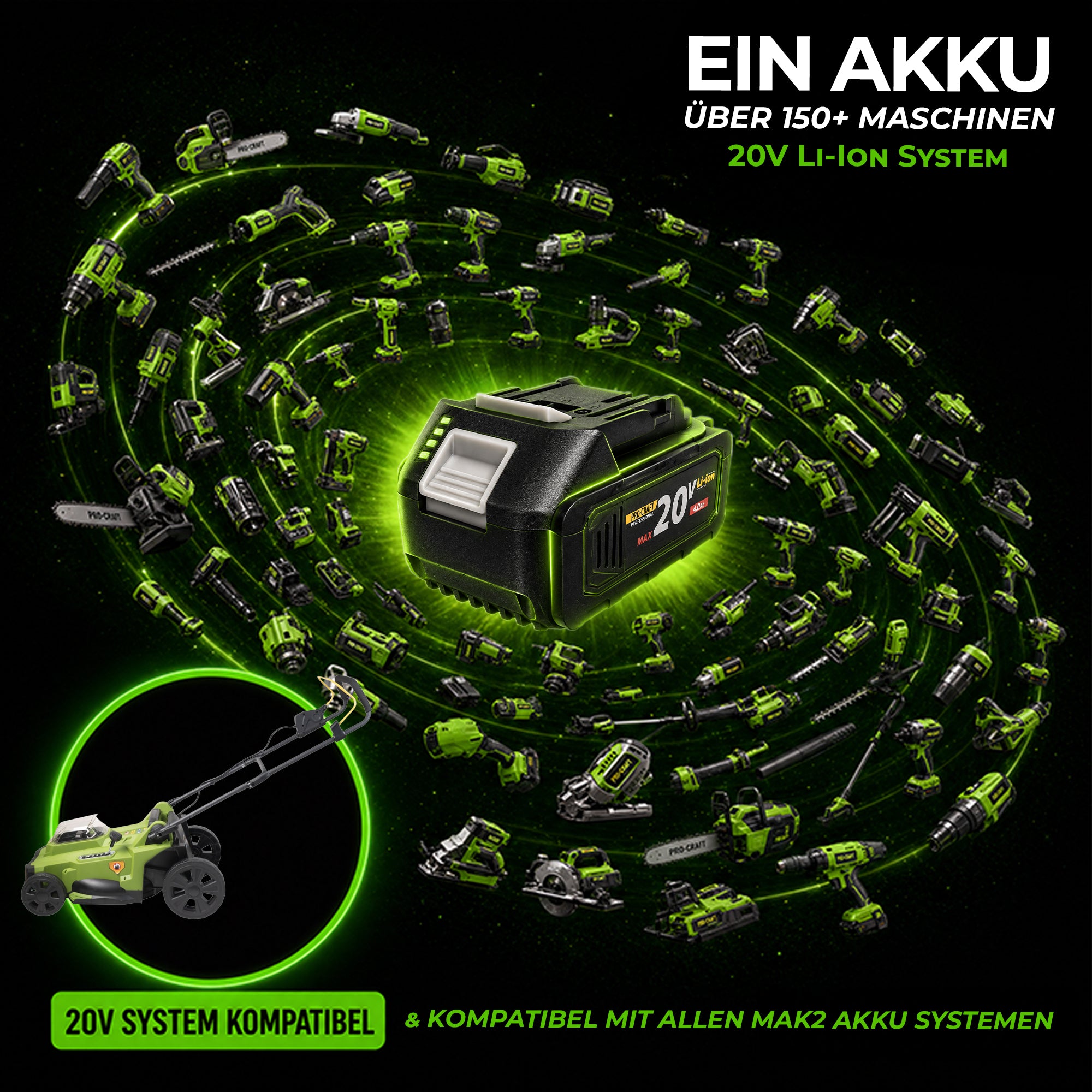 Procraft PLM22bb Akku Rasenmaeher 40 V 2x 20 V 430 mm Brushless Solo ohne Akku ohne Ladegeraet 2 - toolbrothers