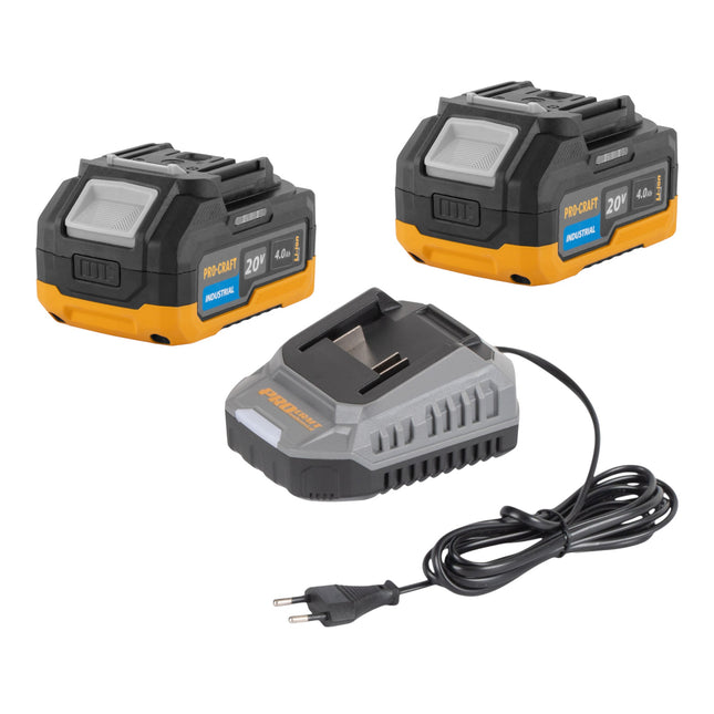 Procraft Starter Pack 20 V C20 2 Ladegeraet 2 A 2x 20 4 Industrial Akku 4 0 Ah 0 - toolbrothers