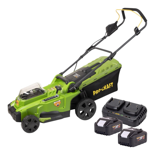 Procraft PLM20bb Akku Rasenmaeher 40 V 2x 20 V 370 mm Brushless 2x Akku 8 0 Ah Ladegeraet 0 - toolbrothers