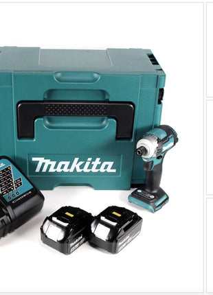 Makita DTD 170 RTJ Akku Schlagschrauber 1/4" 18 V Brushless Li-Ion mit 2x 5,0 Ah Akkus und Ladegerät im MakPac - Toolbrothers