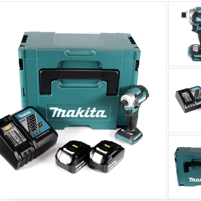 Makita DTD 170 RTJ Akku Schlagschrauber 1/4" 18 V Brushless Li-Ion mit 2x 5,0 Ah Akkus und Ladegerät im MakPac - Toolbrothers
