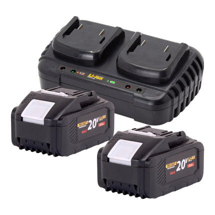 Procraft PLM22bb Akku Rasenmaeher 40 V 2x 20 V 430 mm Brushless 2x Akku 8 0 Ah Ladegeraet 2 - toolbrothers