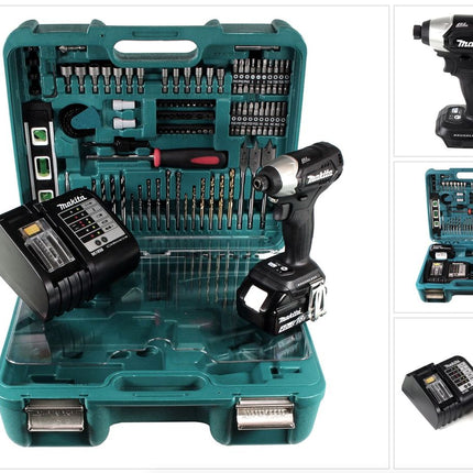 Makita DTD 155 STTK B Akku Schlagschrauber 18 V Brushless Schwarz mit 5,0 Ah Akku, Ladegerät und 101 tlg. Zubehör Set - Toolbrothers