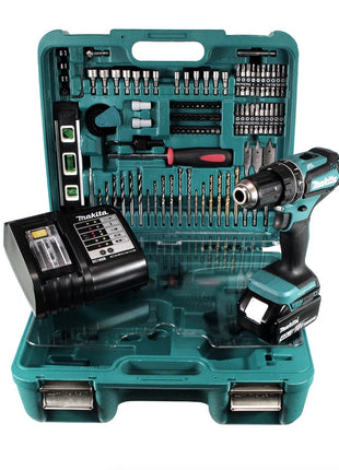 Makita DHP 485 STTK Akku Schlagbohrschrauber 18 V mit 5,0 Ah Akku, Ladegerät und 101 tlg. Zubehör Set - Toolbrothers