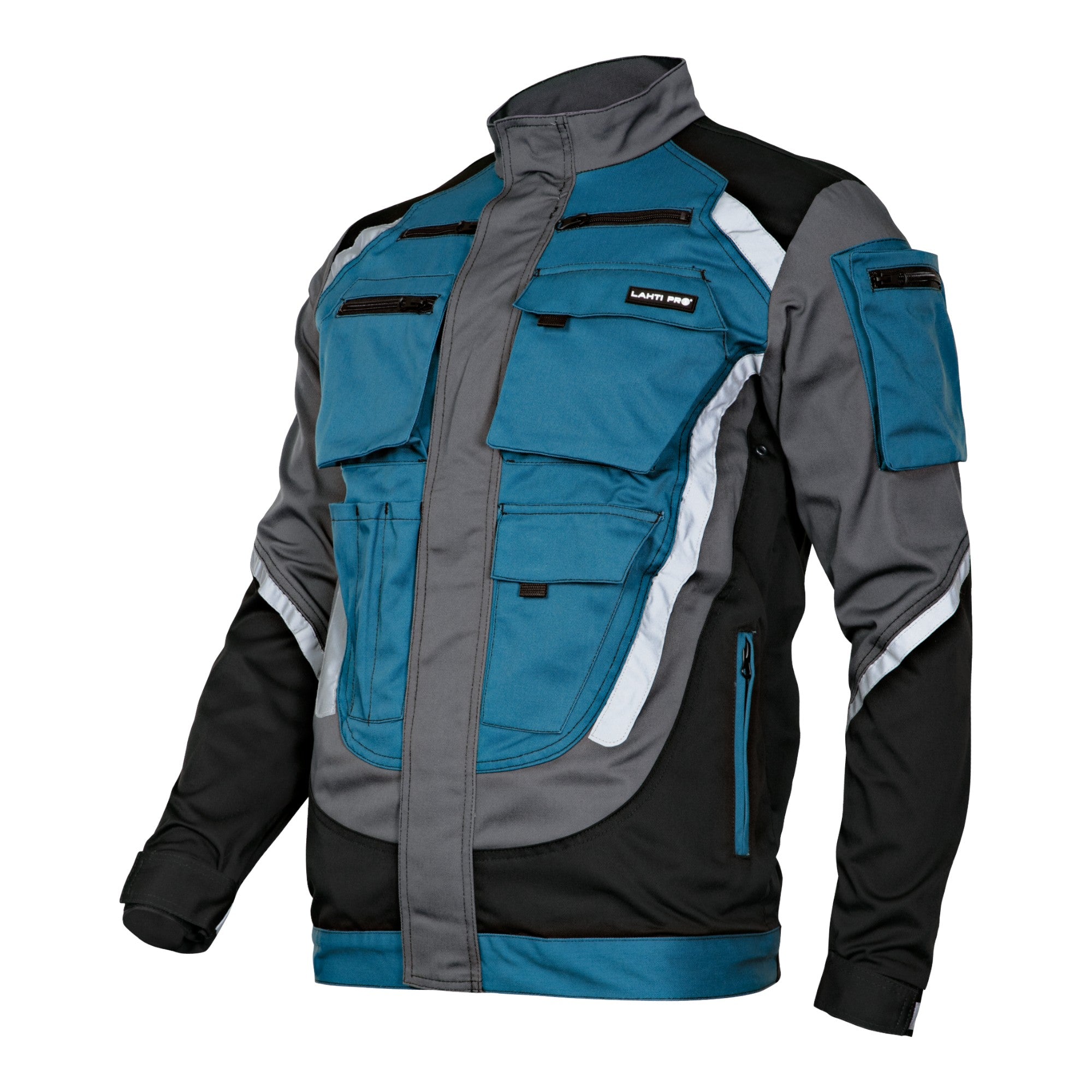 LAHTI PRO Arbeitsjacke mit Reflexstreifen Groesse XXXL L4040306 schwarz grau tuerkis 0 - toolbrothers