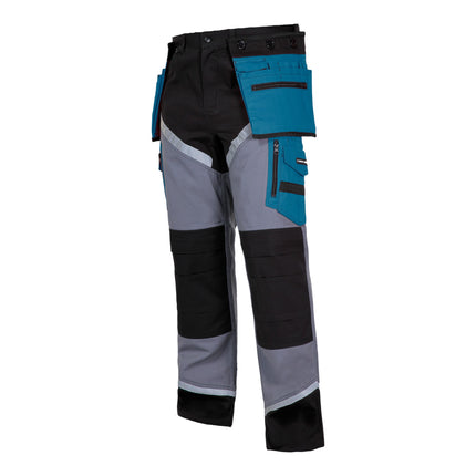 LAHTI PRO Arbeitshose mit Reflexstreifen Groesse S L4050201 schwarz grau tuerkis 0 - toolbrothers