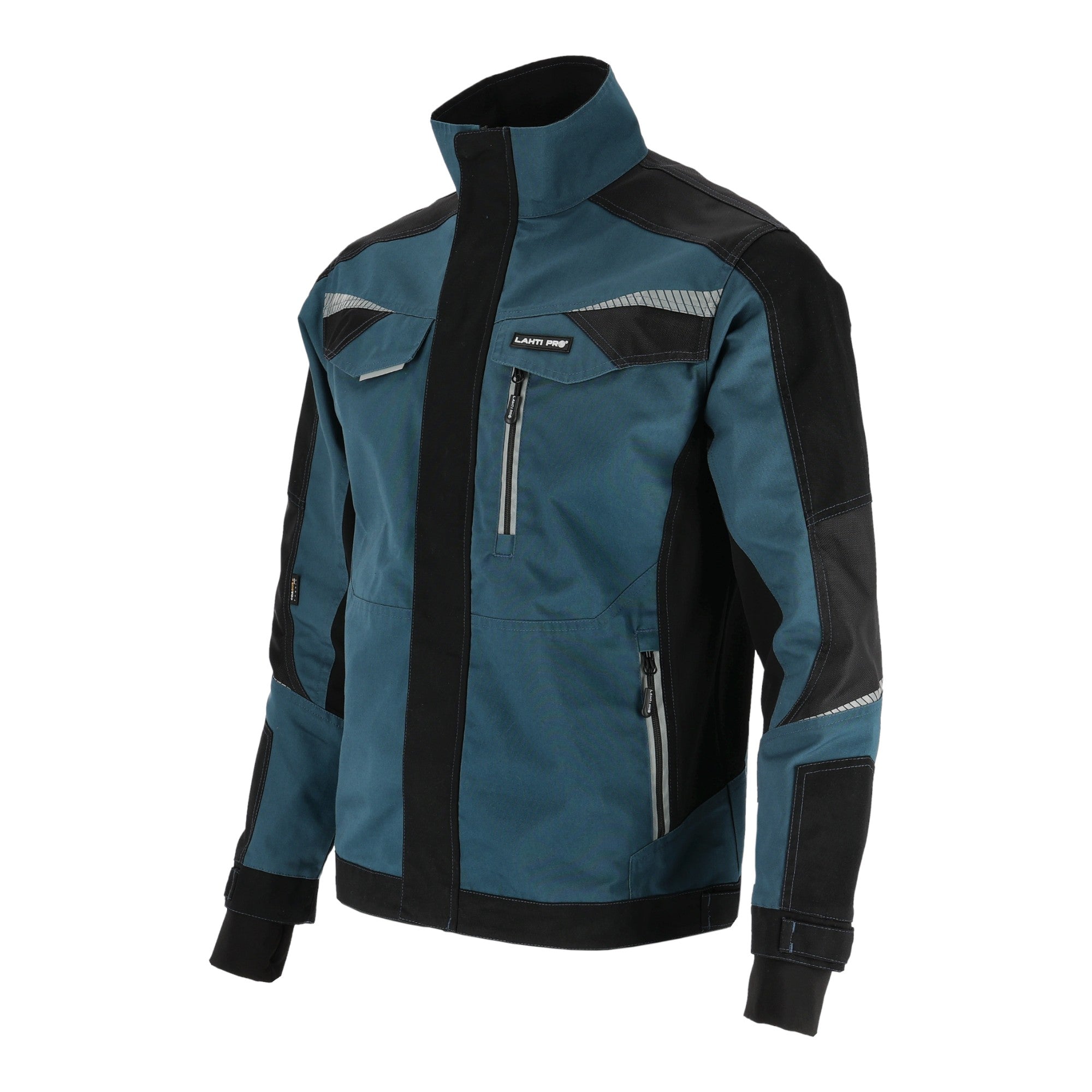 LAHTI PRO Arbeitsjacke mit Reflexstreifen Slim Fit Groesse M L4042102 tuerkis schwarz 1 - toolbrothers