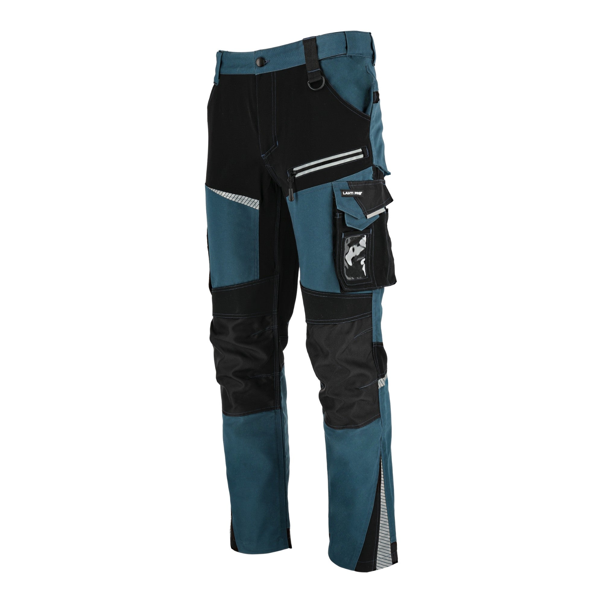 LAHTI PRO Arbeitshose mit Stretch Einsaetzen Slim Fit Groesse S L4054101 tuerkis schwarz 0 - toolbrothers