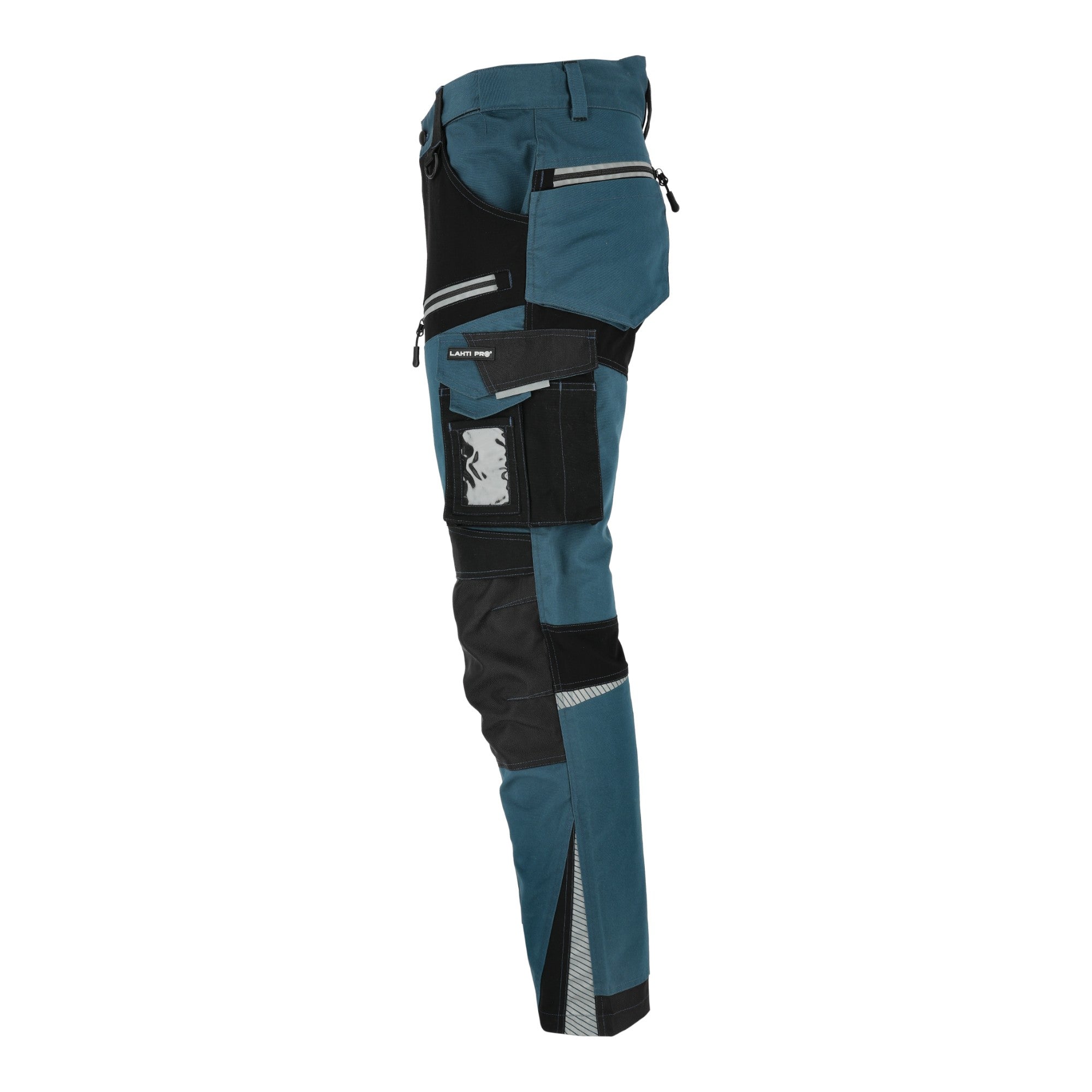 LAHTI PRO Arbeitshose mit Stretch Einsaetzen Slim Fit Groesse M L4054102 tuerkis schwarz 3 - toolbrothers